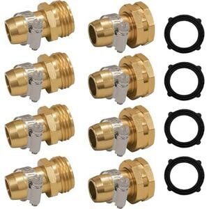 Garden Hose Repair Connector with Clamps Fit for 3/4" or 5/8" Hose Fitting 4 Set